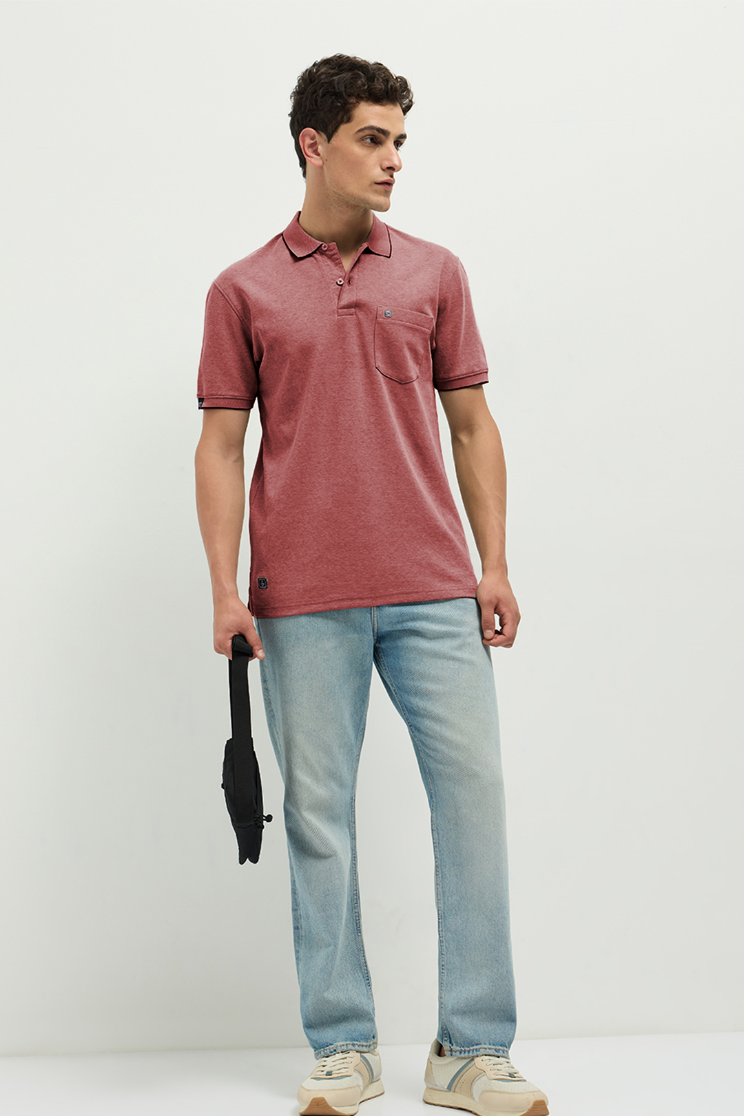 Ferro Dual-Tone Polo Pinkish Grey