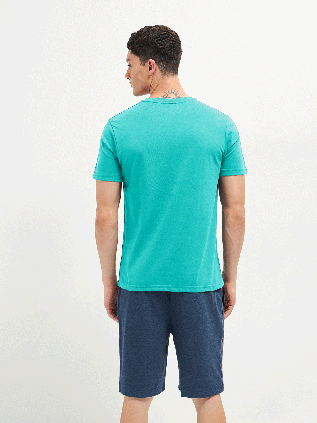 Motto Round Neck Light Ferozi