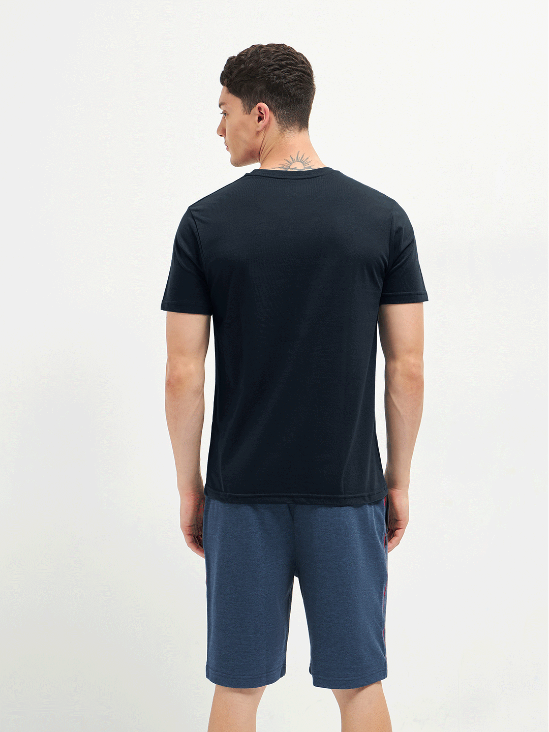 Motto Round Neck Medium Blue
