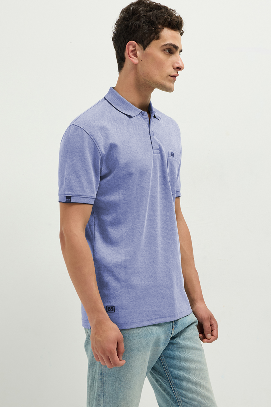 Ferro Dual-Tone Polo Light Grey Blue