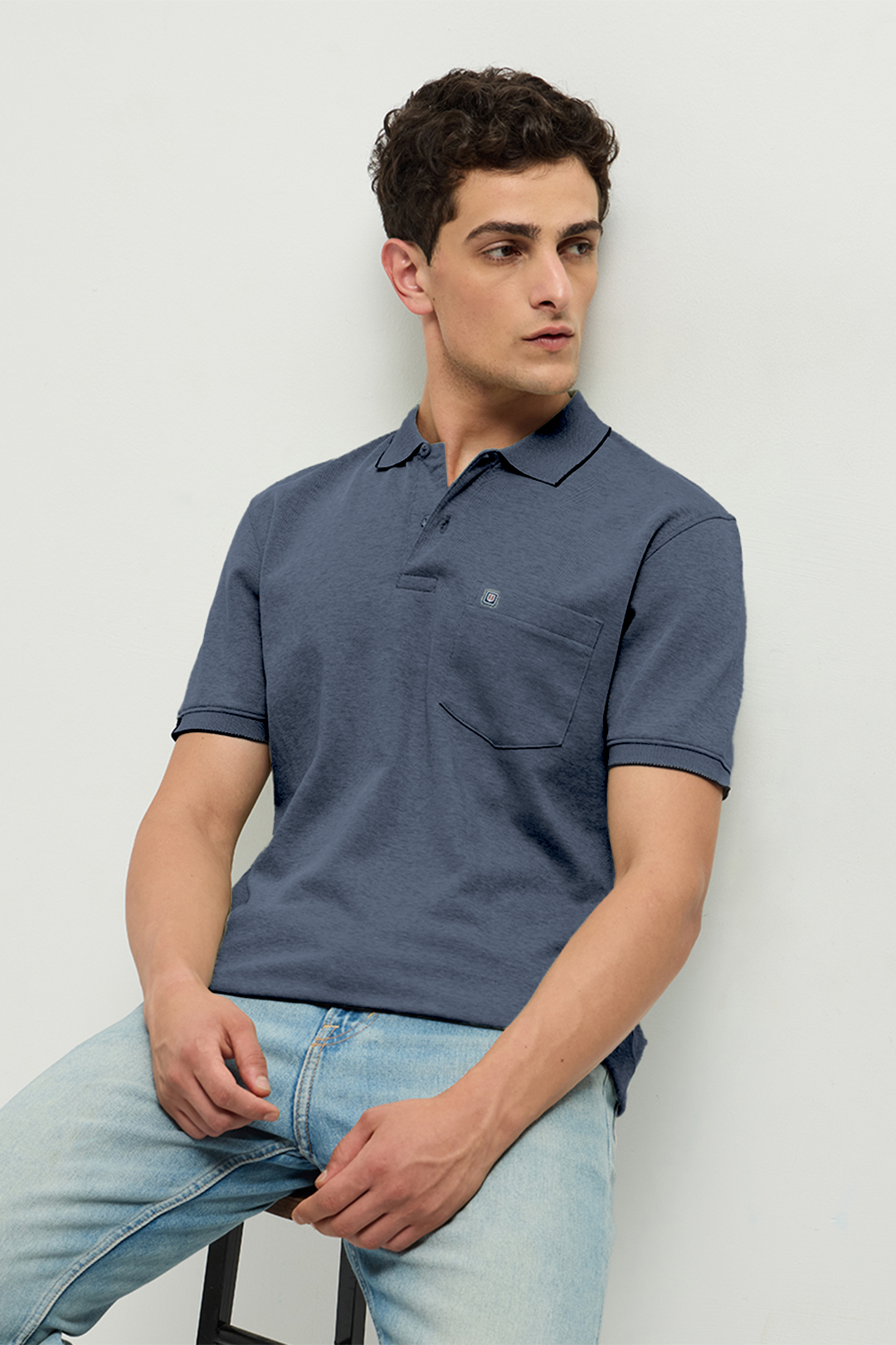 Ferro Dual-Tone Polo Ash Grey