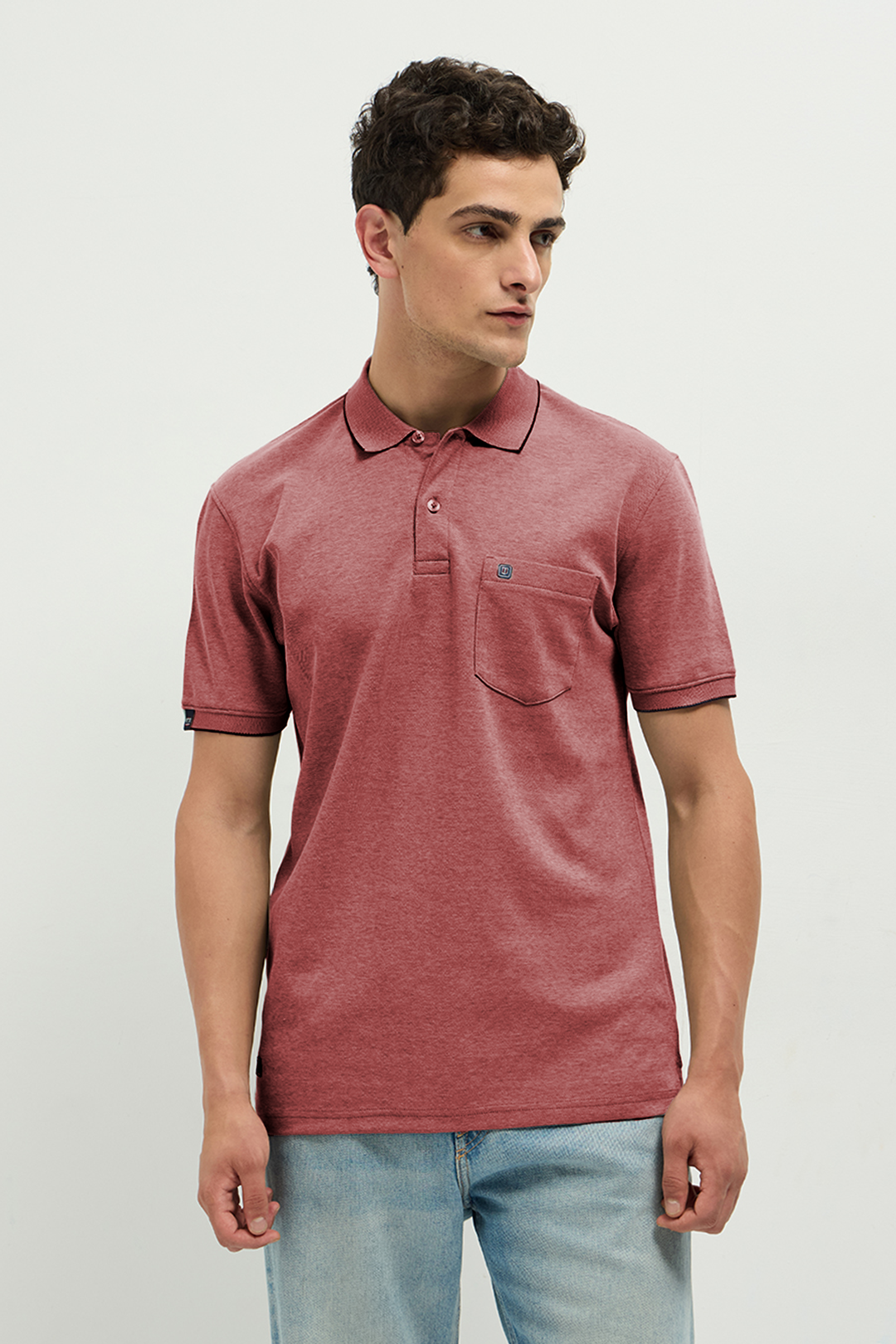 Ferro Dual-Tone Polo Pinkish Grey
