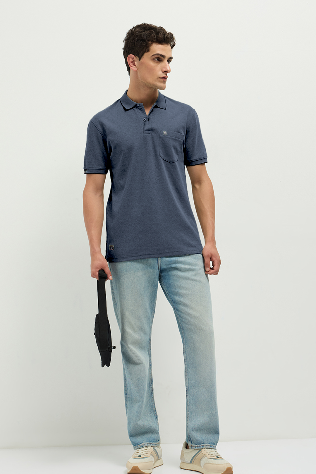 Ferro Dual-Tone Polo Ash Grey