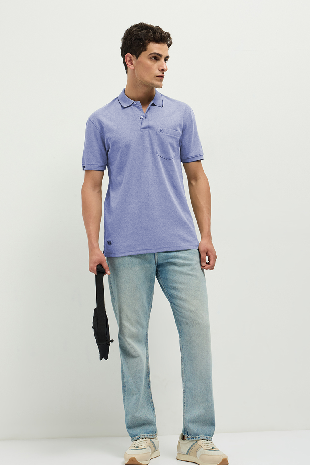 Ferro Dual-Tone Polo Light Grey Blue