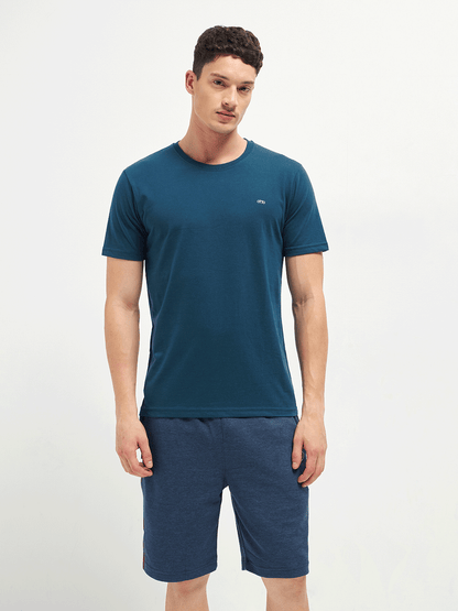 Motto Round Neck Blue