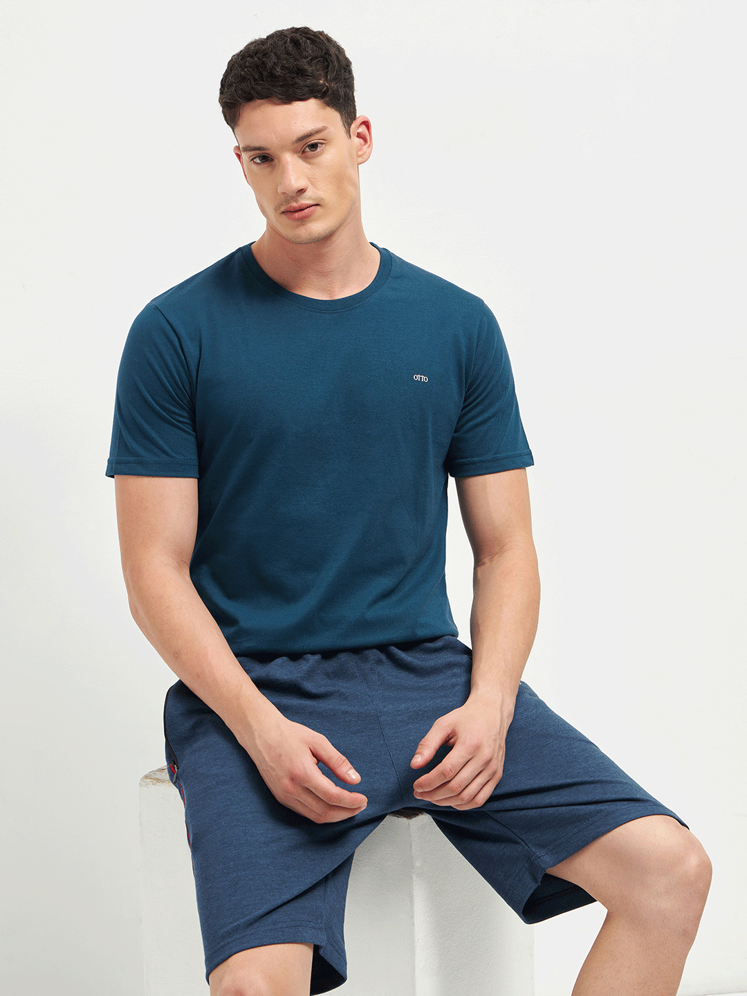 Motto Round Neck Blue