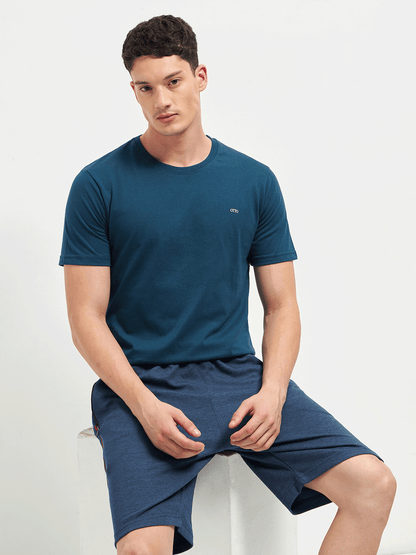 Motto Round Neck Blue