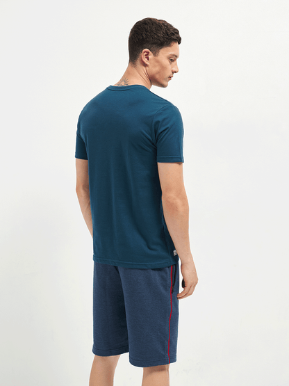 Motto Round Neck Blue