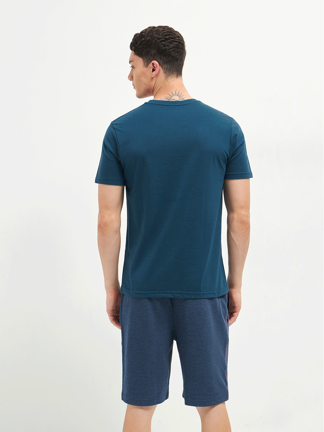 Motto Round Neck Blue