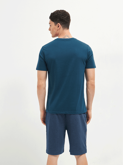 Motto Round Neck Blue