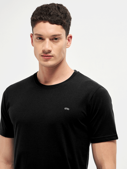 Motto Round Neck Black
