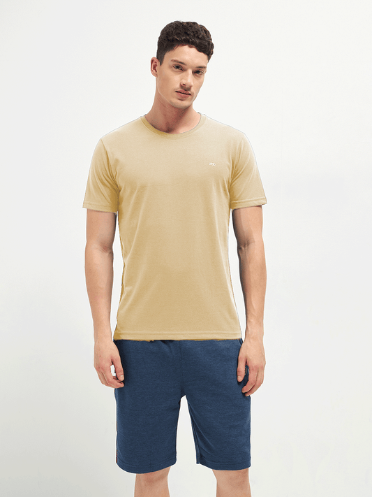 Motto Round Neck Beige