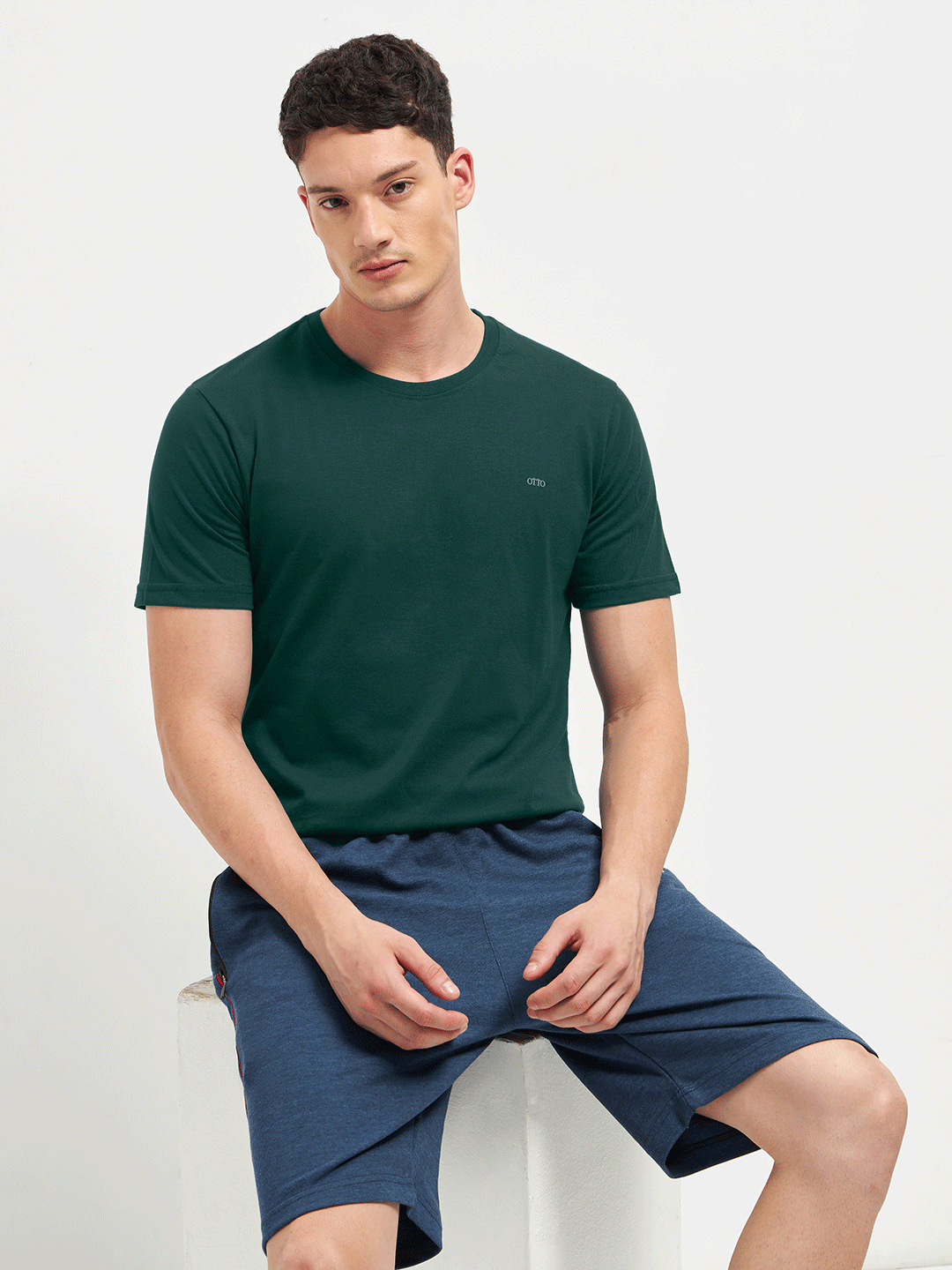 Motto Round Neck Dark Teal
