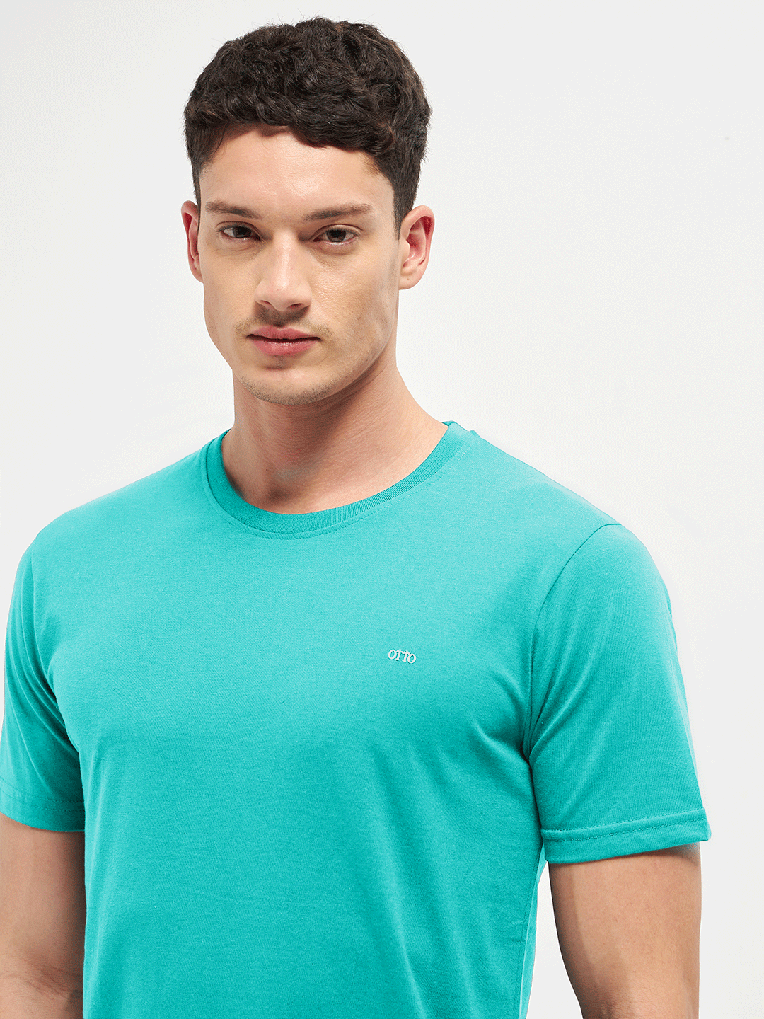 Motto Round Neck Light Ferozi