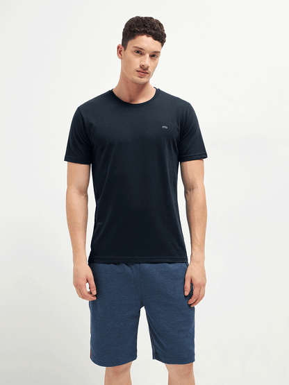 Motto Round Neck Medium Blue