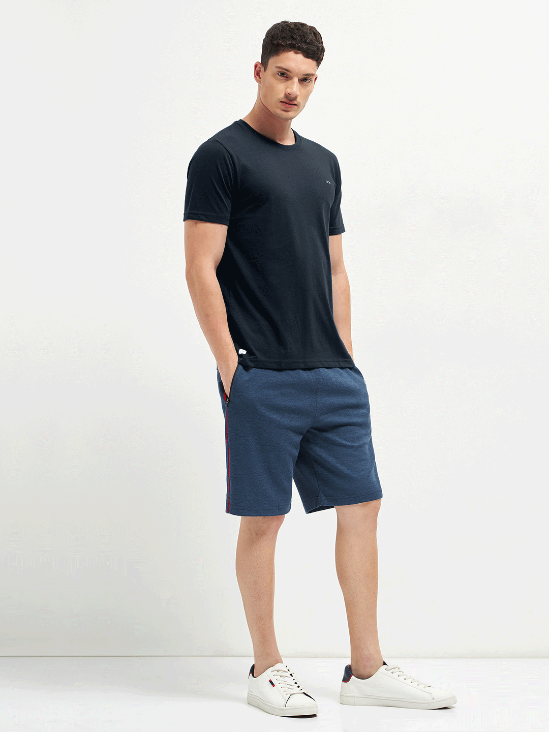 Motto Round Neck Medium Blue