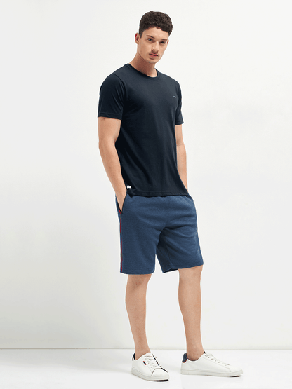 Motto Round Neck Medium Blue