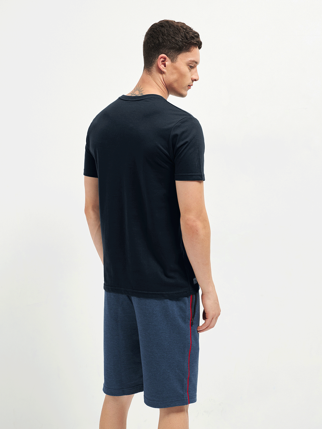 Motto Round Neck Medium Blue