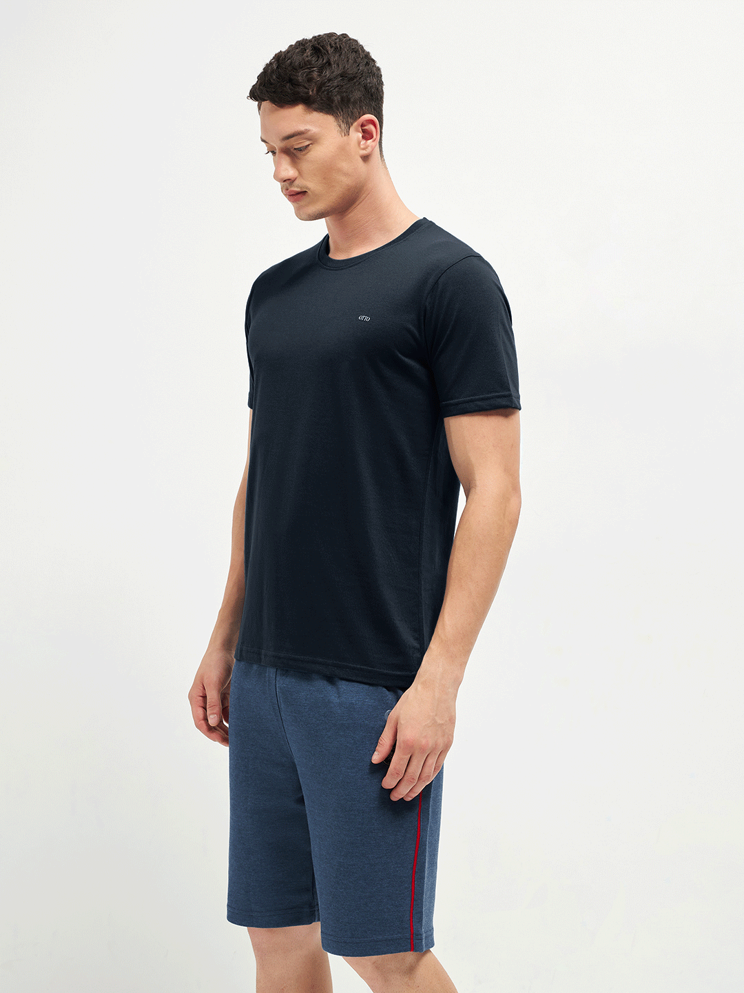 Motto Round Neck Medium Blue