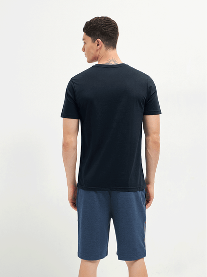 Motto Round Neck Medium Blue