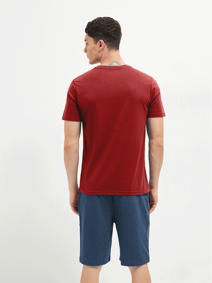 Motto Round Neck Wine Red
